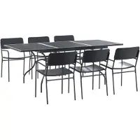 vidaXL Juego de mesa y sillas de jardín, 7 piezas, acero color antracita