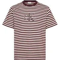 Calvin Klein Short Sleeve 20s Stripe Jersey Tee Moroccan Brown Talla: S | Camisetas con Decoración Impresa Outlet | Hombre | Marrón