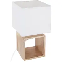 Atmosphera | Lámparas de noche - Lámparas de mesa - Pojo - 32 cm - Madera y blanco - Diseño elegante para cualquier habitación