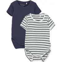 Minymo Pijama entero/body beige / azul paloma / azul oscuro