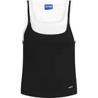 HUGO Top 'Dorough' negro / blanco