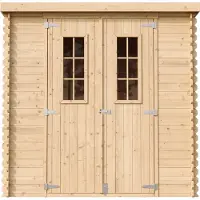 Timbela M311C+M311G: Casa de madera para jardín + suelo. Dimensiones: 204 cm de ancho x 142 cm de largo x 200 cm de alto / 2,22 m2. (Tratada para exteriores)