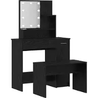 Syfax Juego de mesa de tocador LED con cajón 2 pcs Roble