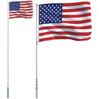 Syfax Mástil y bandera de Estados Unidos aluminio 5,5 m