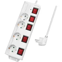 Logilink LPS252: Regleta de enchufes , de 4 enchufes con 5 interruptores, color blanco