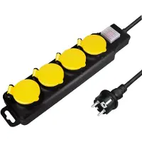 Logilink LPS254: Distribuidor de enchufes para exteriores, de 4 enchufes, color negro, grado de protección IP44
