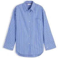 Tommy Hilfiger Blusa 'Oversized Fit Stripe Shirttail Hem' azul real / blanco