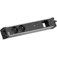 Bachmann STEP ALU, 2 tomas CEE 7/3, 1 puerto USB C (carga de 100W), 1 toma CM