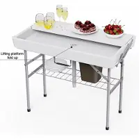 StarTech.com Mesa refrigerada para buffet de helados - Mesa plegable para jardín - Mesa rectangular para servir en fiestas - Acero inoxidable y plástico - Para 8 personas - Blanco