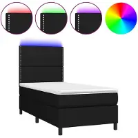 vidaXL Cama con somier y colchón, con iluminación LED, color , 100x200 cm, tapizada en tela