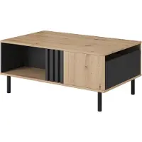 3Xeliving Mesa de centro, roble (estilo artesanal) + antracita, 100 cm, 1 x 43 cm, 2 x 60 cm