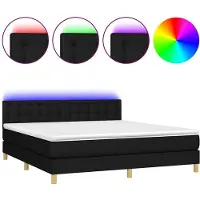 vidaXL Cama con somier y colchón, con iluminación LED, color , 160x200 cm, tapizada en tela