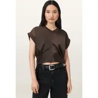 AllSaints Mira Satin Tee Torte Brown Talla: XS | Blusas Outlet | Mujer | Marrón