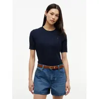Tommy Hilfiger Jersey 'Cable Short Sleeve' azul oscuro