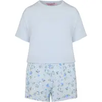 Hunkemoller Pijama de pantalón corto 'Daisy' azul pastel / azul claro / verde / blanco