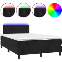 vidaXL Cama con somier y colchón, con iluminación LED, color , 120x200 cm, tapizada en terciopelo