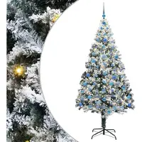 vidaXL Árbol de Navidad artificial, color blanco, 210 cm