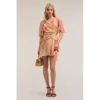 Motivi Flared Patterned Dress With Flounces Pink Talla: 42 | Mini Vestidos Outlet | Mujer | Rosa