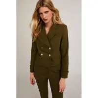Motivi Cotton Blend Spencer Jacket Military Green Talla: 36 | Blazers Outlet | Mujer | Verde