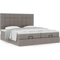 Syfax Estructura de cama otomana colchones tela gris pardo 180x200 cm