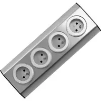 Virone , enchufe para cocina FS-1 - Acero inoxidable - 4 enchufes de 2 polos + toma de tierra - Diseño elegante - Fácil montaje