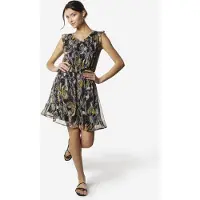 KOROSHI Vestido azul paloma / mostaza / lila / negro
