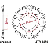 JT Sprockets Corona Trasera 525 Jtr1489.43zbk Steel