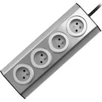 Virone Cajón para muebles, toma de corriente para cocina con cierre de velcro, 4x2P+T, acero inoxidable, con cable de 1,5 metros.