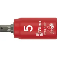 Wera 8740 A VDE Zyklop, juego de puntas aisladas, con accionamiento de 1/4", con función de sujeción para tornillos hexagonales interiores, con adaptador de 1/4", métrico/imperial, 5 mm, 1/4", 5 mm