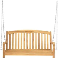 vidaXL Banco columpio, 114 x 61 x 61,5 cm, madera maciza de teca, color natural