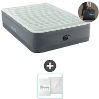 OEM Cama hinchable - Cama de campaña - 137 x 191 x 46 cm - Gris - Incluye bomba y ropa de cama
