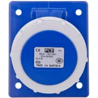 Pce Enchufe empotrable para pared, 16A, 3 polos, 230V, dimensiones 80x97 mm, color azul, grado de protección IP67, modelo 4132-6F8