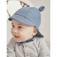 Huttelihut - Kid's Summer Hat Ears Muslin - Sombrero size 52 cm - 2-4 Years, azul