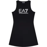 EA7 para niña. 7G000150_AF12484 Vestido de algodón elástico Logo Series negro (8Años= 130cm), Casual, Sin mangas / Tirantes, moda infantil,