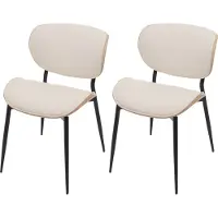 Mendler Conjunto de 2 sillas de comedor HWC-O45, silla, estructura de haya, tapizado en cuero sintético de 280 g/m², certificación color natural, blanco