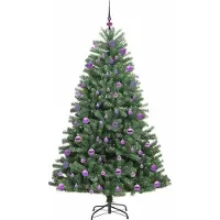 vidaXL Árbol de Navidad artificial plegable, color verde, 210 cm