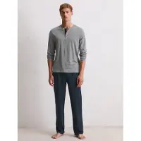 Marc O'Polo Pijama largo 'Mix N Match' azul oscuro / gris moteado