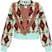 IZIA Cárdigan turquesa / rojo / negro
