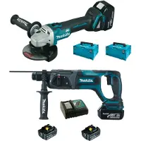 Nobrand Kit Makita DLX2153TJ1: Batería, amoladora DGA504Z y taladro percutor DHR241Z