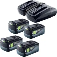 Festool Set de energía 4x BP 18 Li 5,0 HP-ASI Batería de alta potencia 18 V 5,0 Ah (4x 578519) + Cargador doble TCL 6 DUO (577017)