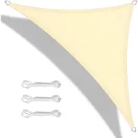 OEM VHV - Vela de sombra - modelo triangular - impermeable - 98% de protección UV - Acero inoxidable - 3.6 x 3.6 x 3.6 m - para jardín, terraza, balcón, patio, invernadero