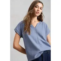 White Stuff Nelly Notch Texture Tee Mid Blue Talla: 10 | Camisetas de Seda Outlet | Mujer | Azul