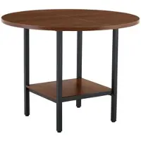 MODFU , mesa redonda para comedor, con estante de almacenamiento, para 4-6 personas, superficie de dos niveles, 100x77 cm, 100x77 cm, color nogal y