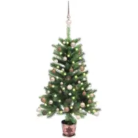 The Living Store : Árbol de Navidad artificial con luces y adornos, 90 cm, color verde