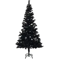 Syfax Árbol de Navidad preiluminado con luces y bolas negro 150 cm