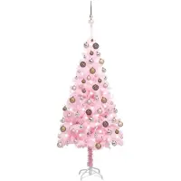 The Living Store El Living Store: Árbol de Navidad artificial con luces y adornos, color rosa, 120 cm