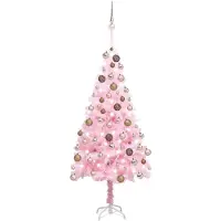 The Living Store El Living Store: Árbol de Navidad artificial con luces y adornos, color rosa, 180 cm