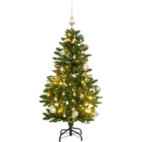Syfax Árbol Navidad artificial con bisagras 150 LED y bolas 120 cm