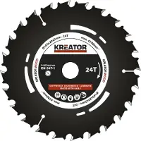 Kreator Disco de sierra circular para madera, , 165x20x2.0 mm, 24 dientes, color plateado. Plateado. Talla única