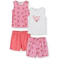 MINOTI Pijama verde / rosa / rojo claro / blanco